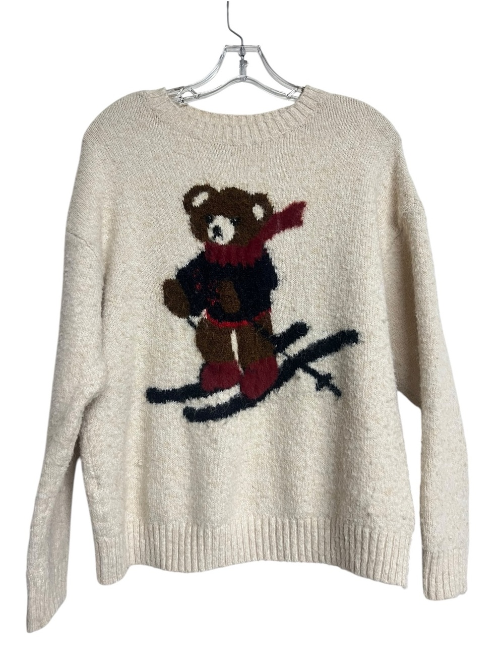 wild fable Cream Teddy Bear Ski Pullover Sweater Heritage Novelty Oversized